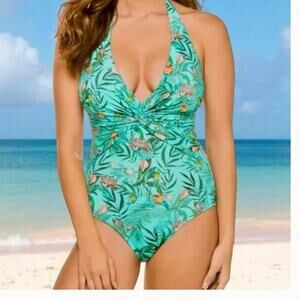 Johnny Was Taina Twist One Piece Jungle Tropical Swimsuit Sz L